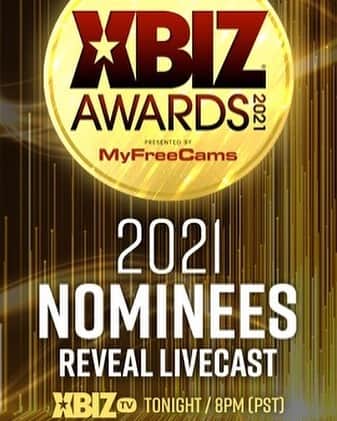 のインスタグラム：「Watch the XBIZ Awards Nomination Announcment tonight on @xbizofficial IG Live at 8pm PST!! Hosted by @romirain and I’ll be announcing “Best Clip Artist” category. 🎉🎉🎉 #xbiz2020 #charlottestokely」