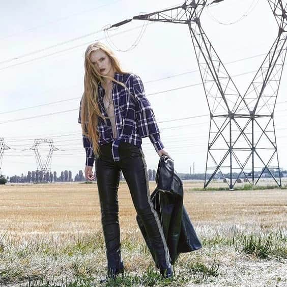 のインスタグラム：「Feeling  heat in your dream I For #WhereParisMagazine #YanaYakovleva wears a #jitrois leather jacket and pants   Photgraphed by #AlexFadel」