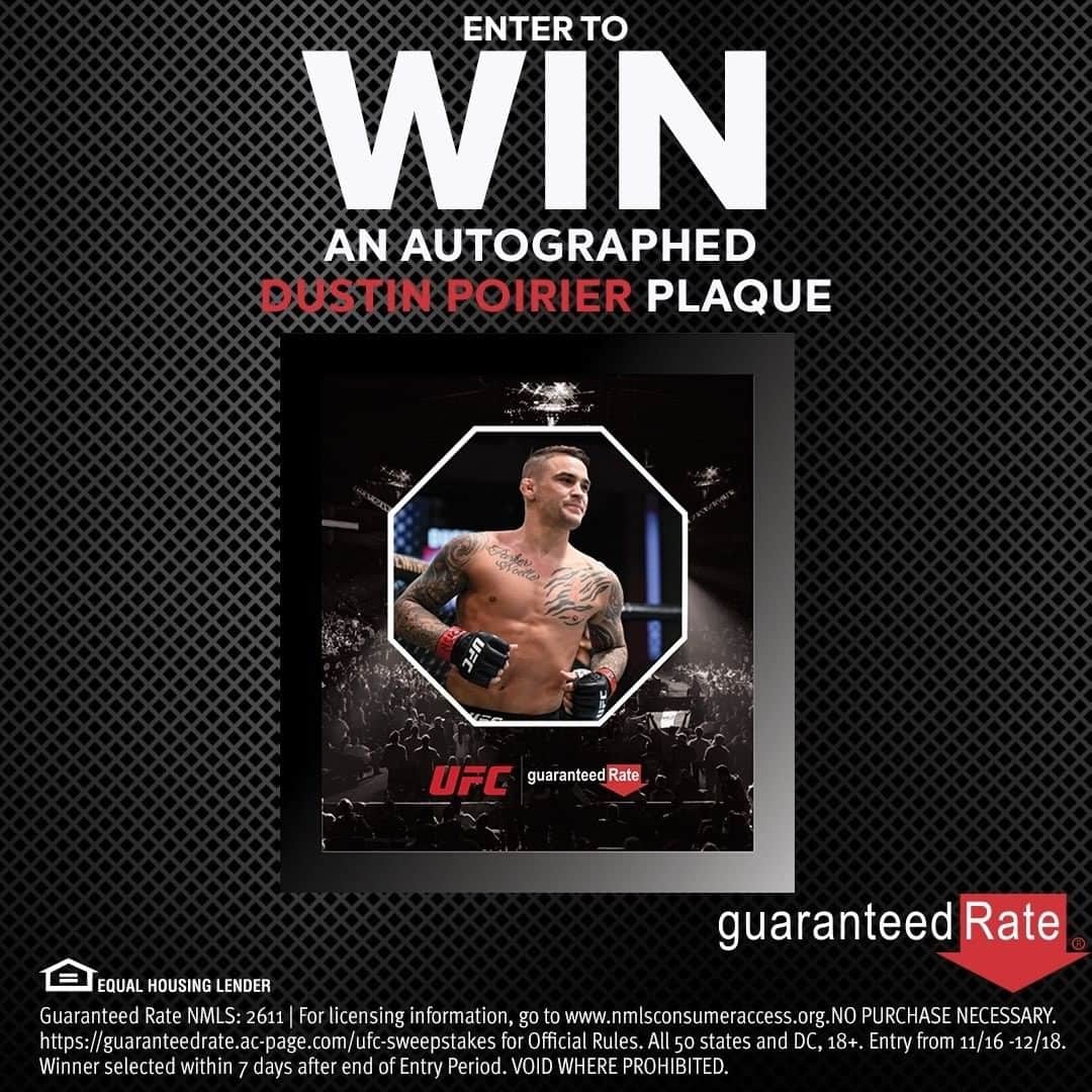 UFCさんのインスタグラム写真 - (UFCInstagram)「Calling all fans 👏 Follow @GuaranteedRate and like this post for a chance to win this autographed plaque by @DustinPoirier.   [ Don't forget to tag your UFC friends ]」11月19日 4時02分 - ufc