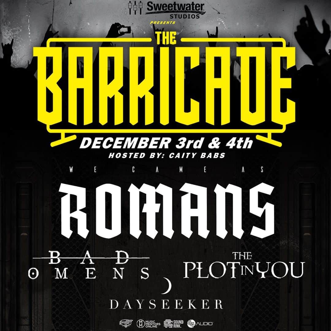 We Came as Romansさんのインスタグラム写真 - (We Came as RomansInstagram)「🚨We'll be performing a FREE streaming event through @thebarricadelive with our friends in @badomensofficial, @theplotinyouofficial & @dayseeker on December 3rd + 4th! ⁣ ⁣ All streams will be free, and there will be exclusive collab merch available throughout the streams -  Head to the link in our bio to reserve your spot NOW!⁣ ⁣ 🔗 www.thebarricade.live⁣ 🔗 www.thebarricade.live⁣ 🔗 www.thebarricade.live⁣ ⁣ CHECK OUT OUR SPONSORS - ⁣ @sweetwaterstudios⁣ @musicmentorsonline⁣ @downrightmerch⁣ @sound_rink⁣ @64audio⁣」11月19日 4時00分 - wecameasromans