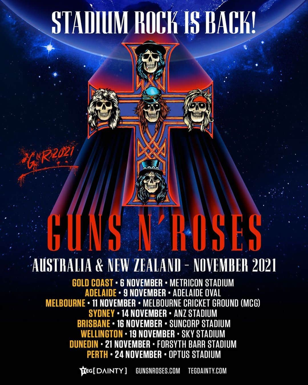 Guns N' Rosesさんのインスタグラム写真 - (Guns N' RosesInstagram)「Get. Ready. Australia & New Zealand, 2021 ⚡」11月19日 4時00分 - gunsnroses