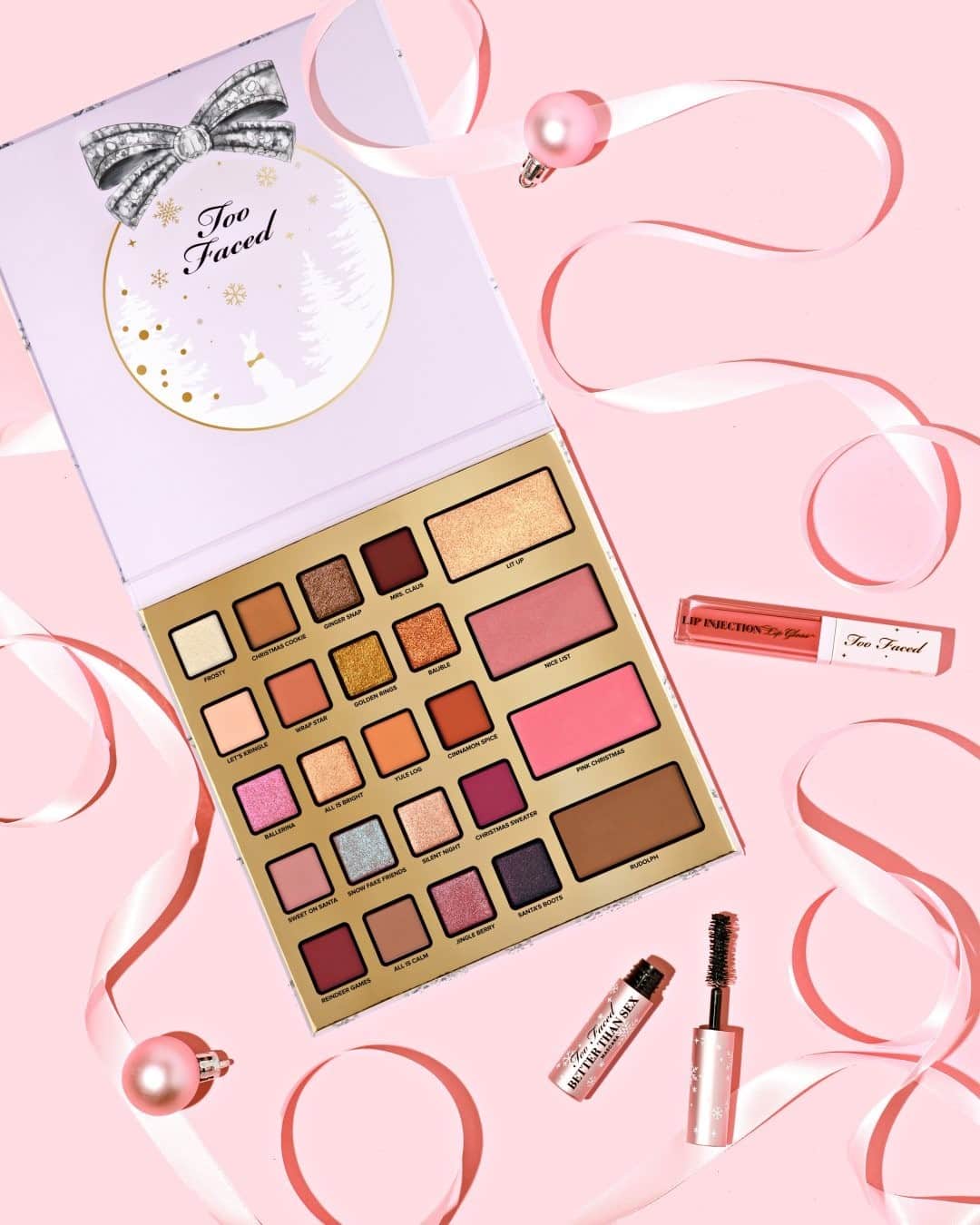Too Facedのインスタグラム：「Embrace the magic of the season & step into a whimsical winter wonderland with our Enchanted Forest Makeup Set! ❄️ It includes an exclusive palette with 20 eye shadows & 4 face products, a full size Lip Injection Lip Gloss in shade Enchanted Pink, and a travel size Better Than Sex Mascara. 💖 Stock up @ultabeauty! #toofaced」