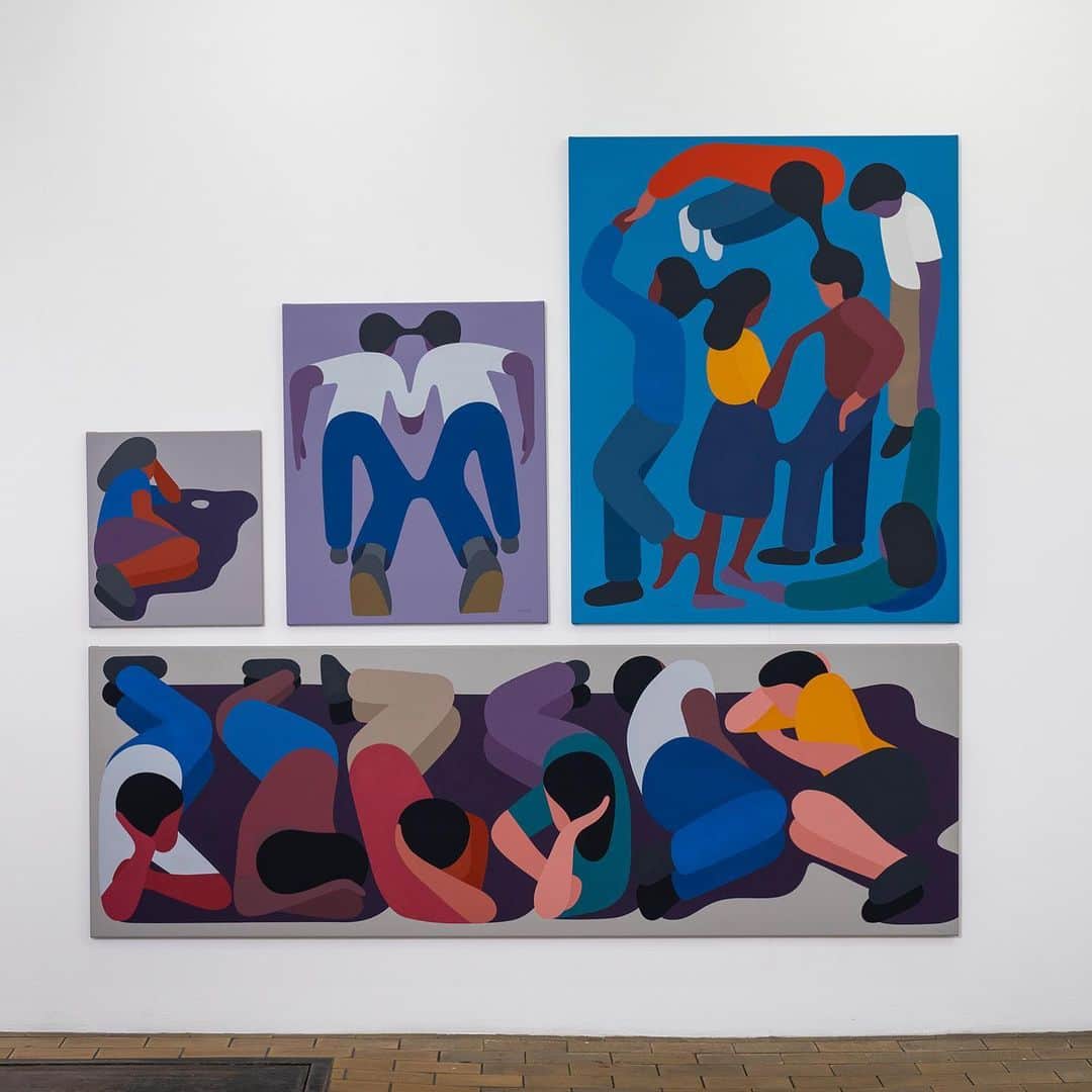ジェフ・マクフェトリッジのインスタグラム：「These Days Are Nameless  V1 gallery Copenhagen @v1gallery closing soon... Shown here: new paintings, 3 channel video work, 3 disk sound piece in @jonesville bug-out bag and works on paper (2020)」