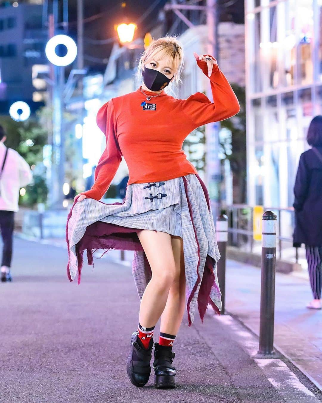 Harajuku Japanさんのインスタグラム写真 - (Harajuku JapanInstagram)「Japanese singer and Kawaii Monster Girl @Asachill on Cat Street in Harajuku wearing a top and dress by the Tokyo fashion brand MYOB NYC, Yosuke platforms, and Vivienne Westwood accessories.」11月19日 5時03分 - tokyofashion