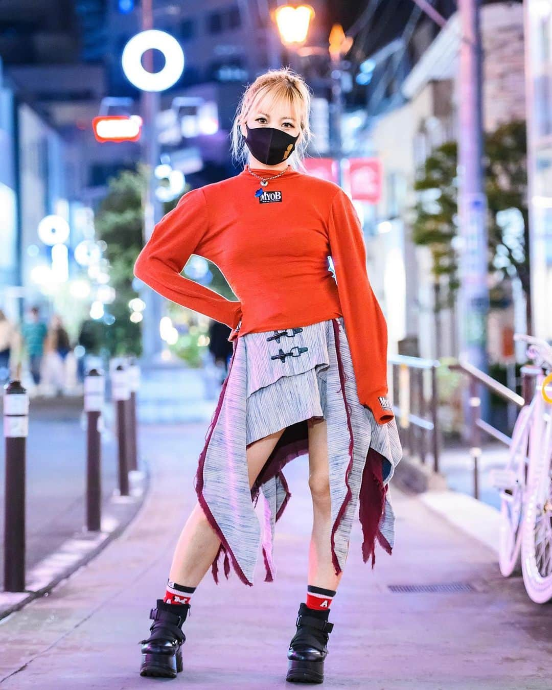 Harajuku Japanさんのインスタグラム写真 - (Harajuku JapanInstagram)「Japanese singer and Kawaii Monster Girl @Asachill on Cat Street in Harajuku wearing a top and dress by the Tokyo fashion brand MYOB NYC, Yosuke platforms, and Vivienne Westwood accessories.」11月19日 5時03分 - tokyofashion