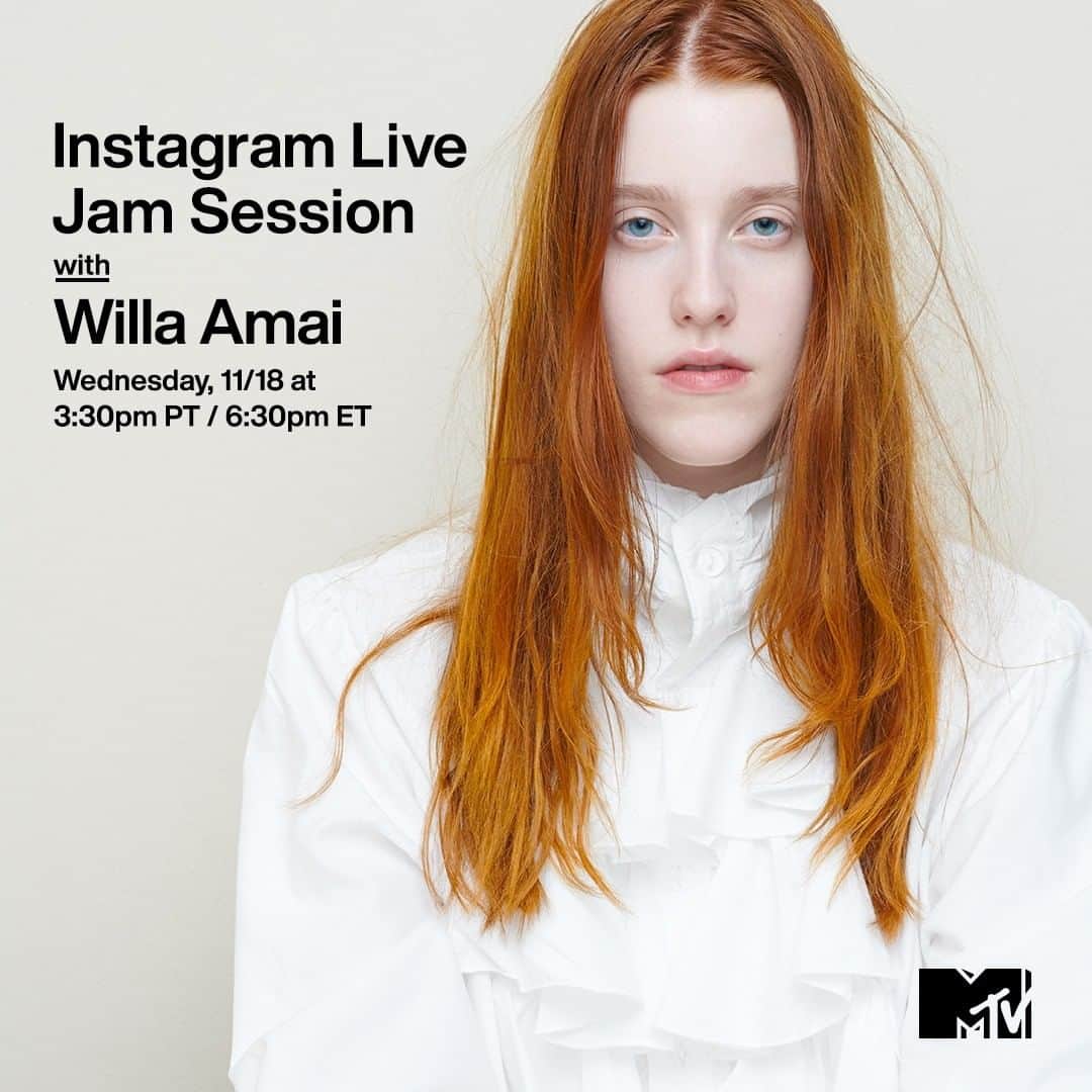 MTVさんのインスタグラム写真 - (MTVInstagram)「No plans this afternoon because you're staying home? Then I'll see ya at @willaamai's #MTVJamSession, coming up at 3:30pm PT / 6:30pm ET on my Instagram Live 🤍」11月19日 5時11分 - mtv