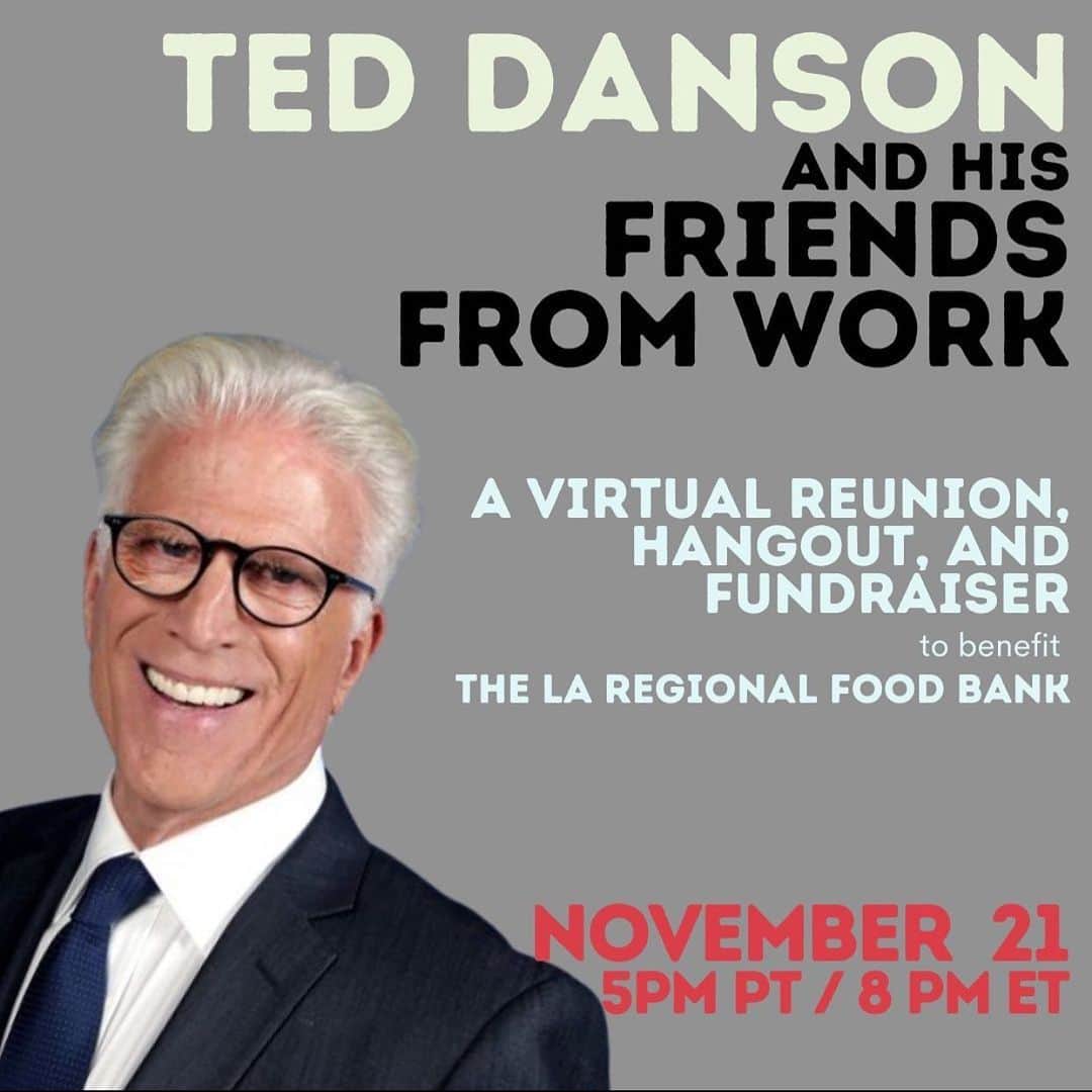 カイラ・ケンディのインスタグラム：「I somehow managed to sneak my way into this amazing event.. please don’t tell Ted. This Saturday, 5pm PT/ 8pm ET and available to stream for one week: I'm participating in TED DANSON & HIS FRIENDS FROM WORK featuring reunions of Cheers, Three Men and a Baby, The Good Place, and Mr. Mayor!!! Proceeds go to the LA Food Bank. Click the link in my bio for tickets now🤍🤍 Who'll be there? Woody Harrelson, Rhea Perlman, George Wendt, Kelsey Grammer, Kirstie Alley, John Ratzenberger, Bebe Neuwirth, James Burrows, Glen Charles and Les Charles; Tom Selleck and Steve Guttenberg; Kristen Bell, D’Arcy Carden, Manny Jacinto, William Jackson Harper, Jameela Jamil, and Mike Schur; Holly Hunter, Bobby Moynahan, Vella Lovell, Mike Cabellon, and co-creator Robert Carlock; Mary Steenburgen, Marlo Thomas, and Phil Donahue, with some surprises too!」