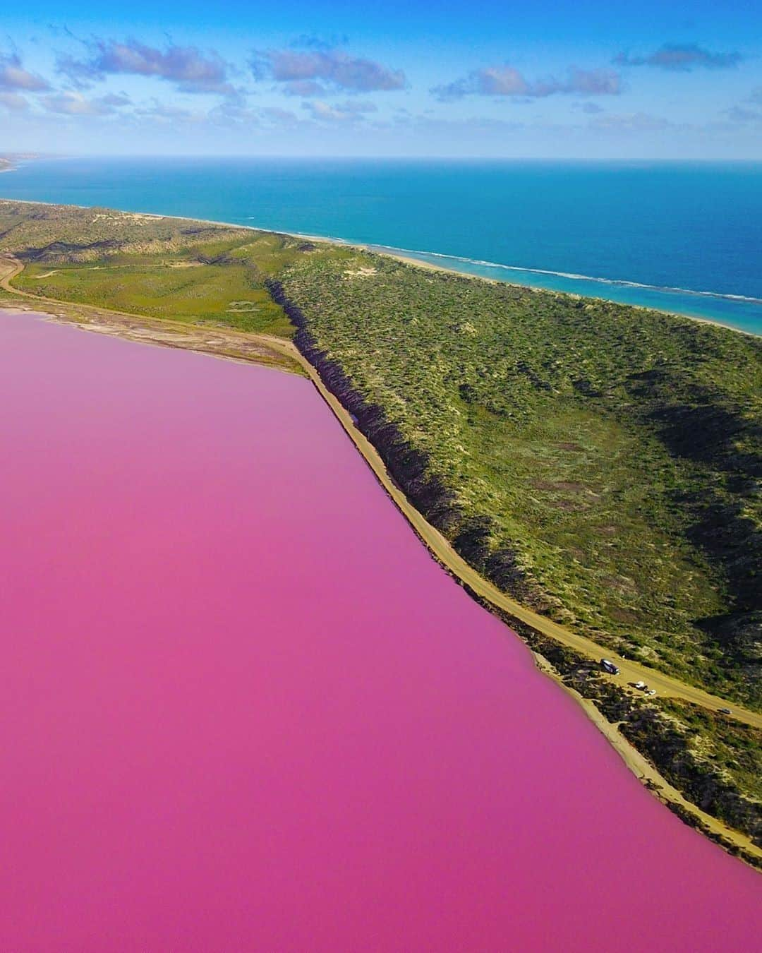 Australiaさんのインスタグラム写真 - (AustraliaInstagram)「Sending you a virtual postcard from @westernaustralia to brighten up your day 💖 @matt.odonoghue.images captured @australiascoralcoast’s most vibrant attraction, #HuttLagoon, during a recent trip to Port Gregory. Located under a six-hour drive north of @destinationperth via #GeorgeGreyDrive, this iconic #pinklake never fails to impress and depending on the season, time of day and cloud coverage, can change colour from red to pink and even to lilac purple. Tip: visit during mid-morning or sundown to catch the best of its colourful spectrum from the sky with @shineaviation or @kalbarriscenicflights. #seeaustralia #thisisWA #wanderoutyonder #australiascoralcoast #holidayherethisyear」11月19日 15時47分 - australia