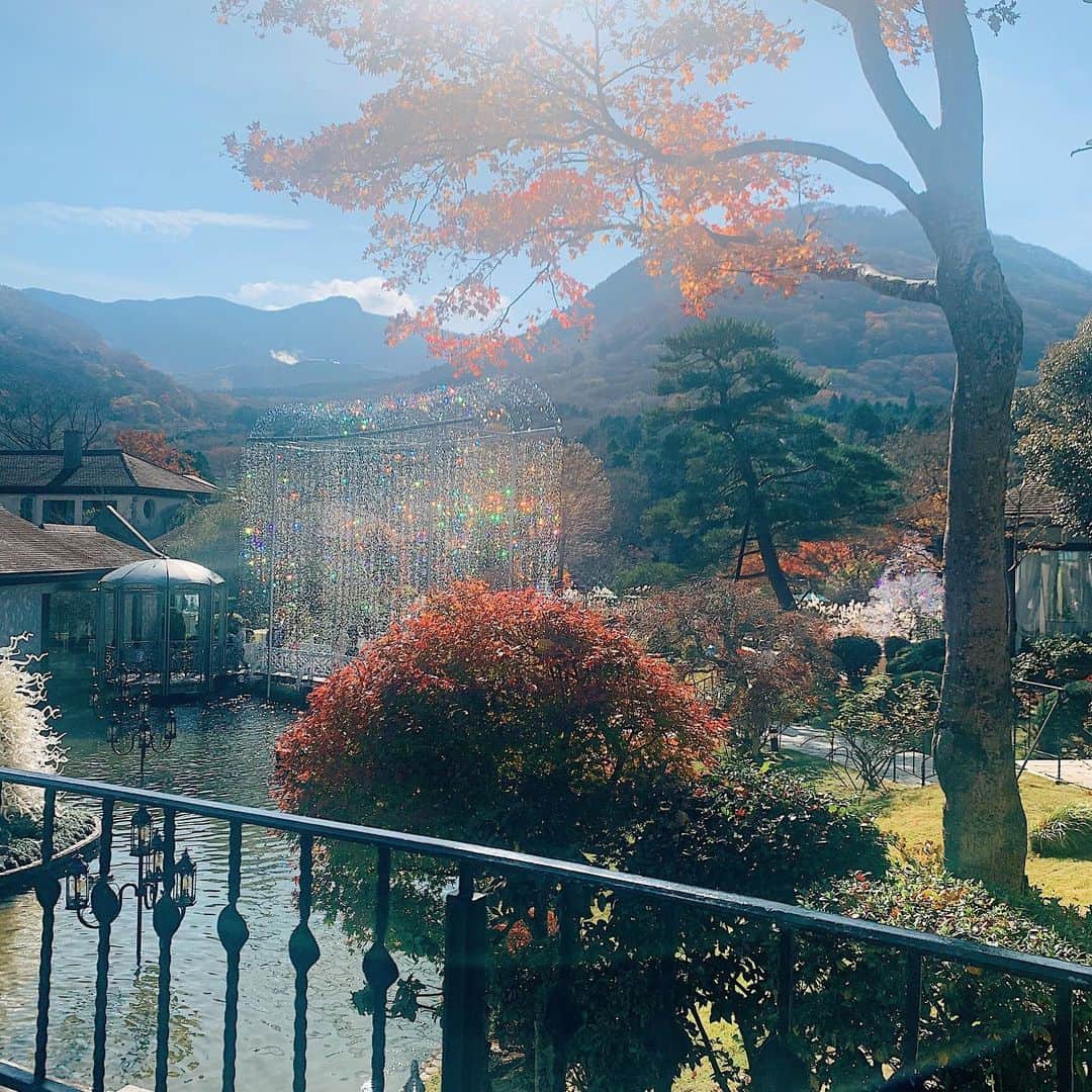 HANAEのインスタグラム：「_ ガラスの森美術館と 箱根駅付近で食べ歩き🍦 紅葉も見れてよかった😆」