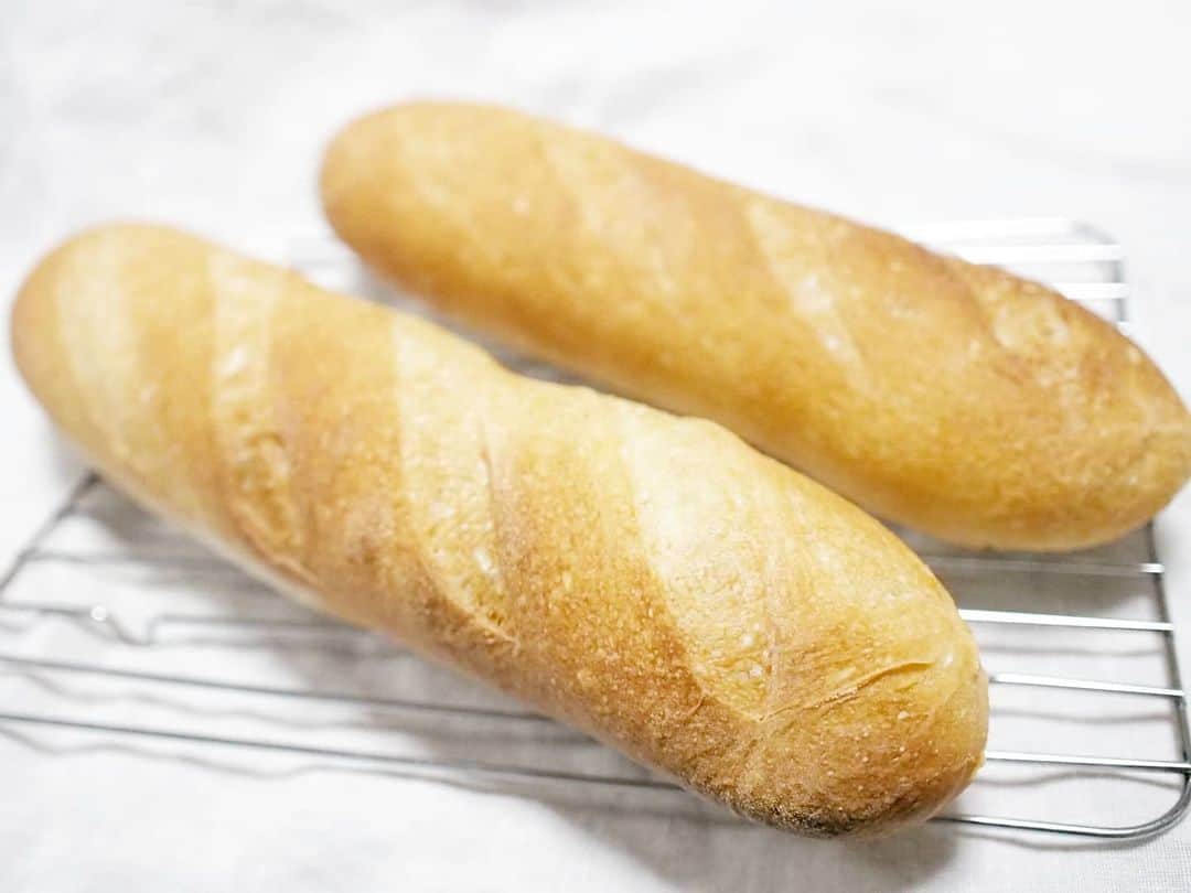 酒井千佳さんのインスタグラム写真 - (酒井千佳Instagram)「* フランスパン。  一番作るのが苦手なパンなんだけど ちょくちょく挑戦したくなる。  高温オーブンのおかげで 表面ぱりっとなってるけど もうちょっと クープ開いてエッジがたった 美味しそうな見た目にしたいなぁ。  #フランスパン #フランスパンチャレンジ #手作りフランスパン #パン活 #パン作り #パンとうつわを焼く女 #さかいさんちのごはん #暮らしにゆとりを」11月19日 9時15分 - sakaichikaaaa