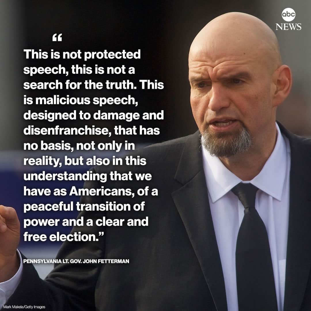 ABC Newsさんのインスタグラム写真 - (ABC NewsInstagram)「Trump election challenges "designed to damage and disenfranchise," Pennsylvania lieutenant governor tells @ABC News: "This is not a search for the truth." #johnfetterman #pennsylvania #politics #donaldtrump #electio2020⁠ ⁠ Read more from the interview at LINK IN BIO.」11月19日 9時31分 - abcnews