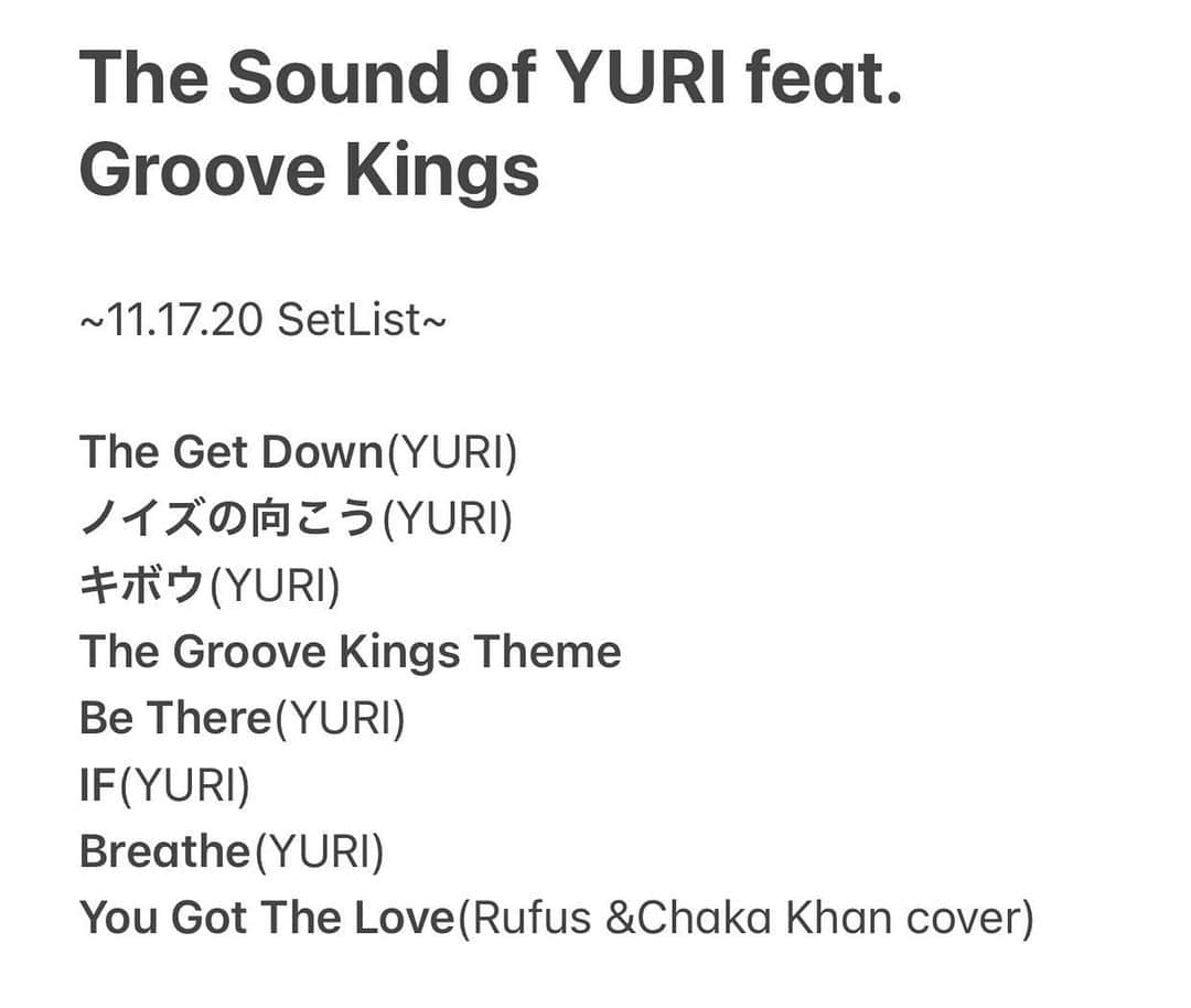 YURIさんのインスタグラム写真 - (YURIInstagram)「セトリ。アーカイブは22日まで🎤🎸🎹🥁🎧#Setlist my show can be viewed via the same youtube link till this Sunday ! #diva #divalife #japan #tokyo」11月19日 11時51分 - divafreshyuri