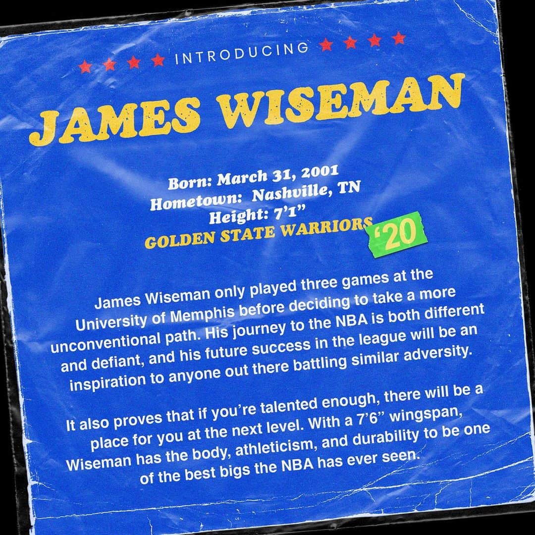 ビーツ・エレクトロニクスさんのインスタグラム写真 - (ビーツ・エレクトロニクスInstagram)「...and with the #2 pick in the 2020 #NBADraft, the Golden State Warriors select James Wiseman. It’s only up from here! 🎟👀  Swipe through to get to know @bigticket_j13 and see why he is at the top of the charts!」11月19日 12時09分 - beatsbydre