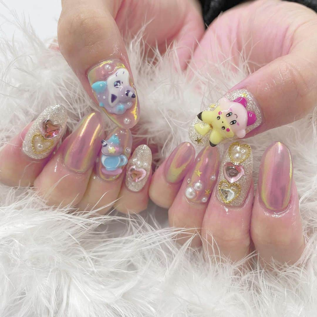 桜花りなさんのインスタグラム写真 - (桜花りなInstagram)「＊ ・ 推しネイル💅💕 ピカチュウ吸い込んだカービィ 可愛すぎるぅ〜👼!! 3dは@misapinail さんの 手作りです👏(事前連絡必要) 今回もありがとうございました🎀 @tamakinail  @mayme0505  ・ ・ #mayme #代々木ネイル　＃北参道ネイル #カービィネイル　#ポケモンネイル #ゆめかわネイル　#ピカチュウネイル #ガラポニネイル　#ディズニーネイル ＃隠れミッキー　#ネイル」11月19日 13時55分 - xxyuricornxx