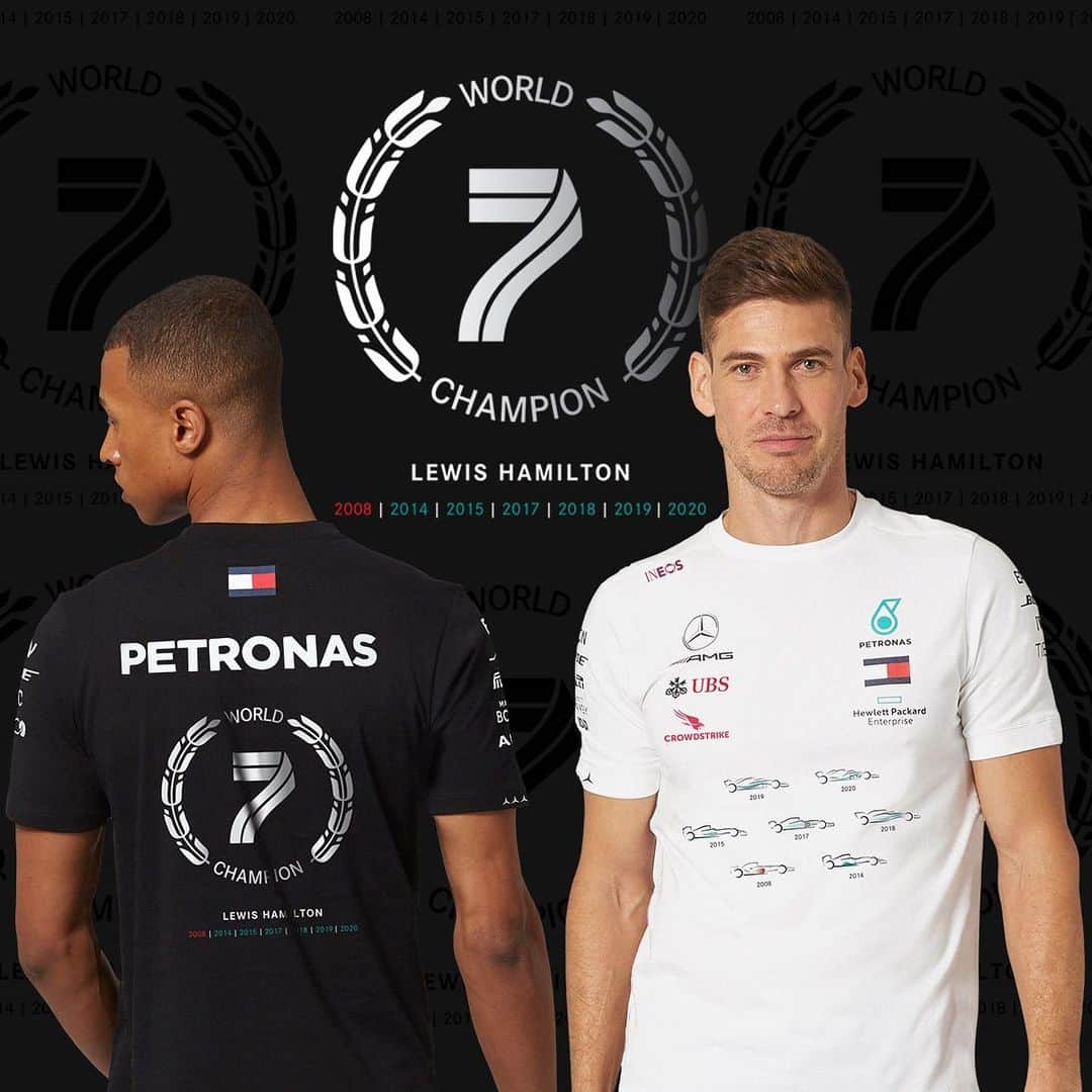 MERCEDES AMG PETRONASさんのインスタグラム写真 - (MERCEDES AMG PETRONASInstagram)「#HAMIL7ON 🖤🤍 Our 2020 Lewis 7x 🏆 World Champion tee has landed on the Team Store. 😍😍😍  Hit the shopping tag to get yours! 🙏  Which colour tee will you choose. 💭」11月20日 1時59分 - mercedesamgf1