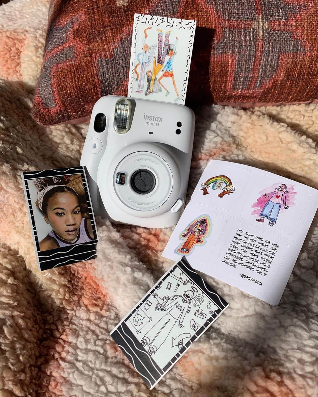 Urban Outfittersさんのインスタグラム写真 - (Urban OutfittersInstagram)「It’s super easy to shop on Instagram now that it’s launched the Shop tab—check out the 🛍 icon below! To celebrate, we partnered with @Instagram, @fujifilm_instax_northamerica, and Sage Adams (@sageaflocka) to create a limited edition Instax Mini 11 camera that features a sticker sheet of her artwork — and it’s available exclusively at UO on Instagram. Tap the tag to buy it now!」11月20日 2時01分 - urbanoutfitters