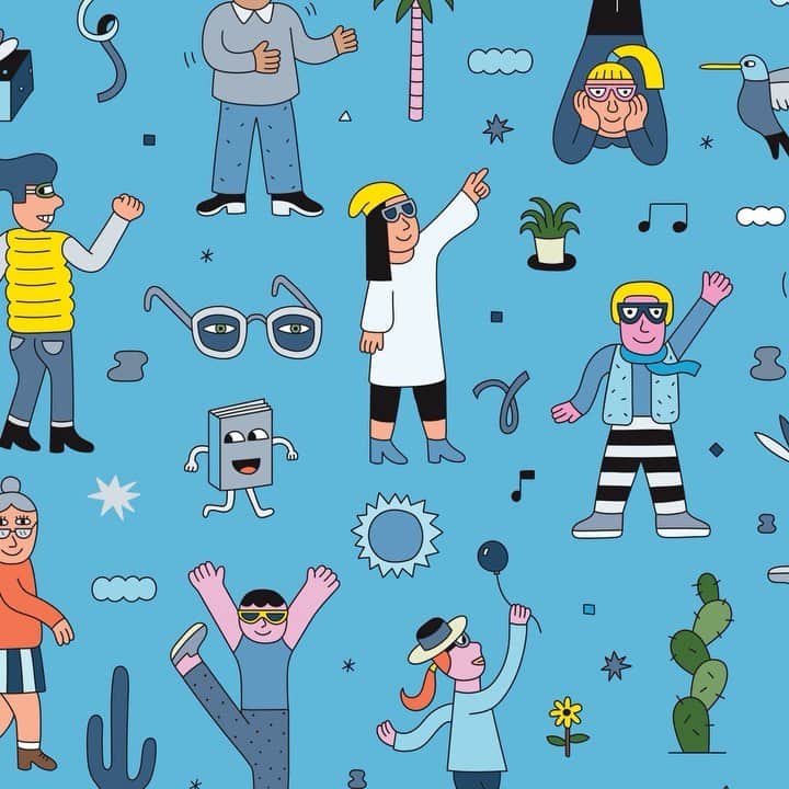 Warby Parkerのインスタグラム：「We teamed up with artist and illustrator @AndyRementer—the talent behind a couple of our most vibrant store murals—to create an eyeful of delights this holiday season! We can always count on Andy to inspire grins aplenty with his quirky pieces, and the celebratory scenes he’s created this season are no different 😍⬆️ See the glee with the link in bio!」