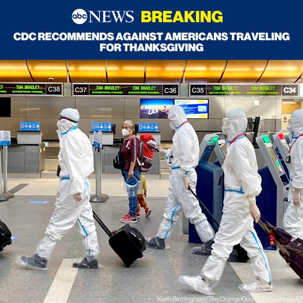 ABC Newsさんのインスタグラム写真 - (ABC NewsInstagram)「CDC recommends against Americans traveling for Thanksgiving.  "The opportunity to translocate disease or infection from one part of the country to another leads to our recommendation to avoid travel at this time." MORE AT LINK IN BIO」11月20日 2時16分 - abcnews