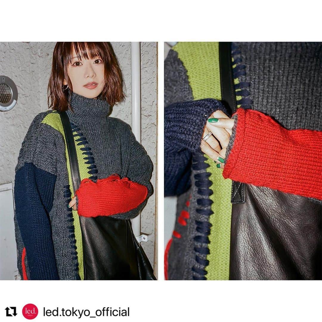 Aya（高本彩）さんのインスタグラム写真 - (Aya（高本彩）Instagram)「❤️❤️❤️ #Repost @led.tokyo_official with @make_repost ・・・ led.tokyo - Styles  Aya  Q.仕事をする上で大切にしている価値観  「楽しいか楽しくないか。 楽しむと楽をするはまったく違うもの。 どんなに大変で苦しいことがあっても好きな仕事をしていると楽しいと思える瞬間が必ずあるので絶対に、楽を選ばず、全力で楽しめる仕事を全うする。」  Q.影響を受けたものや事  「映画。 物作りのインスピレーションは勿論、人として生きて行くための知識や知恵を養う事ができる事もあれば、感情に身を任せて泣いたり笑ったりできる。雑念なく集中できる時間。」  Item : PATCH CLR HANDKNIT TOP(led.tokyo)」11月19日 18時46分 - aya_dream04