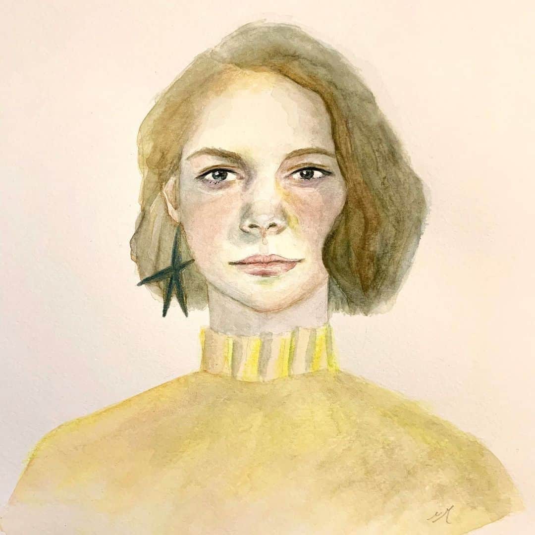 高杉さと美のインスタグラム：「🌟  今日は月と木星と土星が仲良し🌒🪐  #girl #illustration #painting #drawing #artwork #fashion #beauty #絵 #人物画 #水彩 #ボブヘアー #ファッション #メイク」