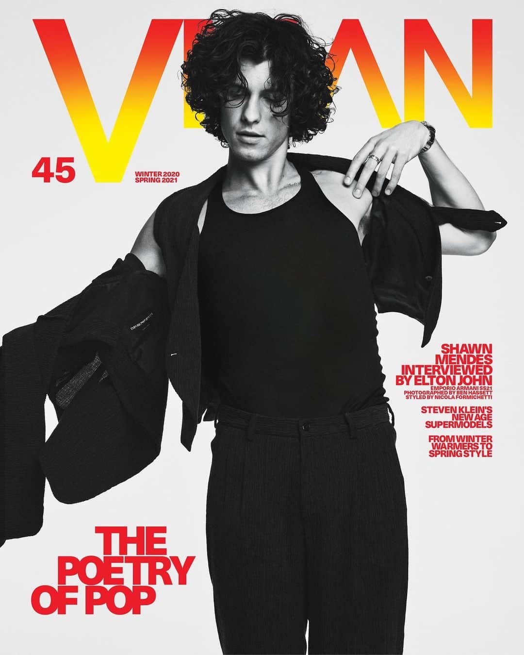 V Magazineさんのインスタグラム写真 - (V MagazineInstagram)「The Poetry of Pop 🎵 We are proud to announce the arrival of @vman’s new Winter 2020/Spring 2021 issue, #VMAN45—starring singer-songwriter @shawnmendes! Captured by photographer @benhassett and styled by @nicolaformichetti, Mendes speaks to the legendary @eltonjohn in an intimate interview, where the two musicians speak about life in the twilight zone, as well as his fourth studio album #Wonder, out on December 4th. ✨  Stay tuned for more on this very special issue, hitting newsstands starting November 24th!  Head to the link in bio to discover the full interview + pre-order VMAN45 today! — Talent: @shawnmendes Interview: @eltonjohn Photography: @benhassett Fashion: @nicolaformichetti Text: @mathiasrosenzweig Grooming: @heyannabee (@thewallgroup) Production: @jnproductionglobal Casting: @itboygregk  Shawn Mendes wears all clothing @emporioarmani S/S 21」11月19日 22時20分 - vmagazine