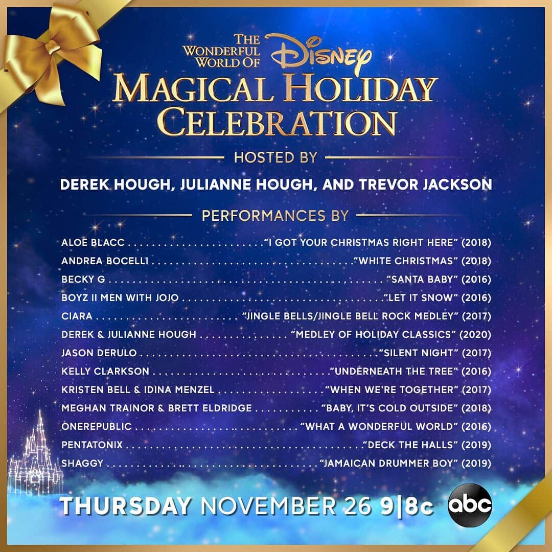 アメリカン・ブロードキャスティング・カンパニーのインスタグラム：「We’re celebrating the holidays with past Disney Parks performances from the Wonderful World of Disney: Magical Holiday Celebration. Join us Thanksgiving night on ABC! #DisneyHolidayCelebration @WaltDisneyWorld」