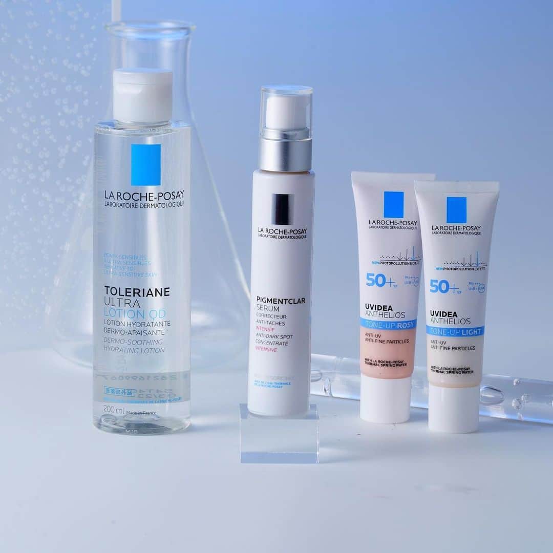 LA ROCHE-POSAY JAPAN ラロッシュポゼのインスタグラム：「. ＼本日11月19日（木）放送でご紹介のアイテムはこちら❤／ . #トレリアン薬用モイスチャーローション 敏感肌の日本人の肌を考えて開発された、低刺激設計* 1の薬用保湿化粧水✨肌をおだやかに心地よく整え、うるおって透明感のある肌へ導きます。 . #ピグメンクラ－ 明るい印象の、輝かしい肌に導く美容液✨べたつかず肌にすっと馴染み、なめらかな心地よい肌に整えます。 . #UVイデアXLプロテクショントーンアップ　SPF50+・PA++++の防御力なので、油断できない冬の紫外線もしっかりカバーしてくれるとても便利なアイテム✨ ピンクの #トーンアップUV は、血色感がアップし、ワントーン明るい肌の印象になります。反対にホワイトの #トーンアップUV は、くすまない透明感肌を演出します。 . 番組でもありましたが、エイジングケアのためには、ベーシックなUVと保湿が最も重要なので、皆さんしっかり紫外線対策・保湿ケアを行っていきましょう！ . *1すべての人に皮膚刺激がおきないわけではありません。 . #ラロッシュポゼ #larocheposay #乾燥肌 #敏感肌 #MySkinStories #MySkinStoriesVol3 #MySkinStoriesatHome #スキンケア  #敏感肌 #人気商品 #新商品 #秋  #保湿 #人気コスメ #保湿ケア #乾燥対策 #すっぴん美人 #化粧品好き #美肌 #基礎化粧品 #低刺激設計 #美肌になりたい #肌ケア #デイリースキンケア #秋スキンケア #秋コスメ #ゆらぎ肌」