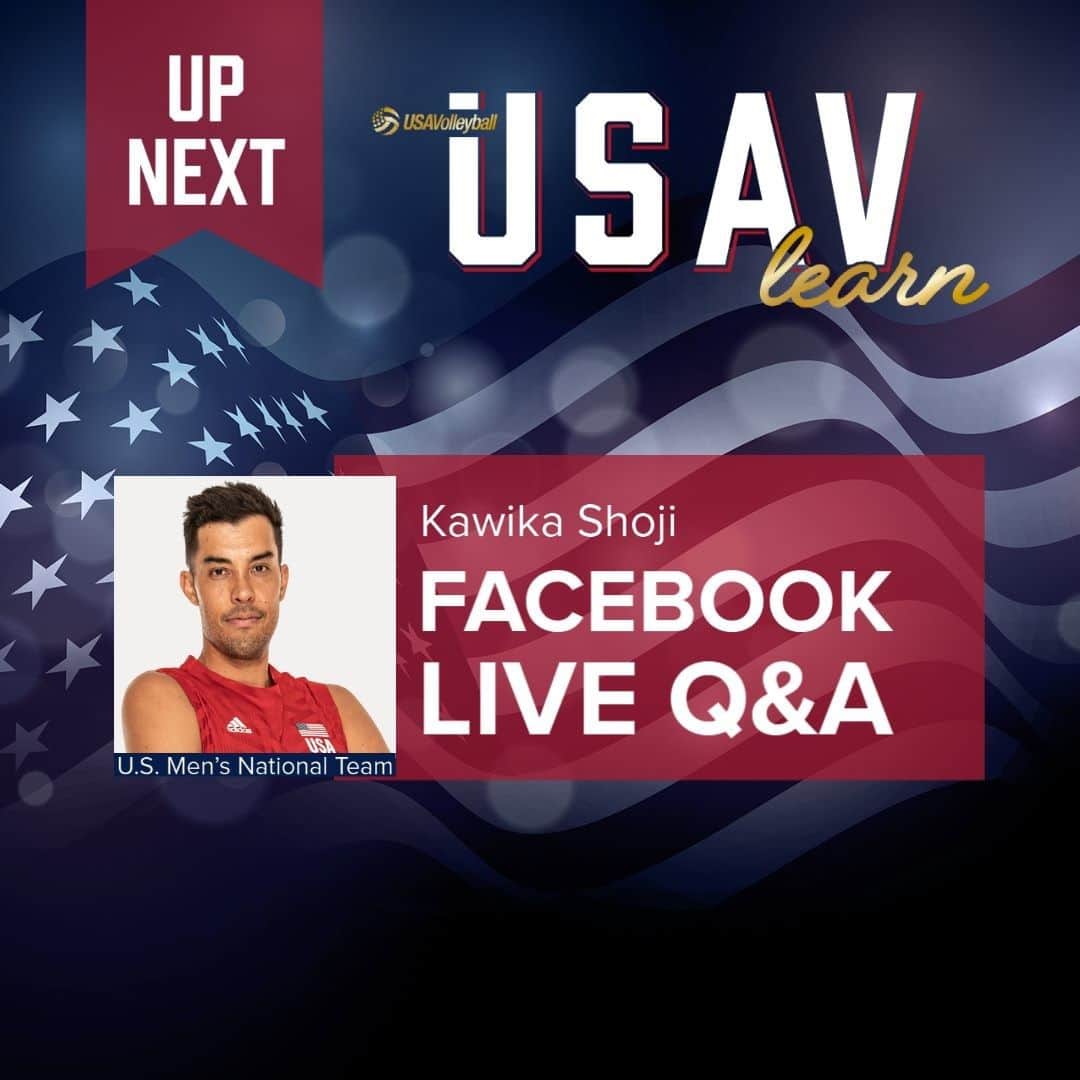 USA Volleyballさんのインスタグラム写真 - (USA VolleyballInstagram)「Join us and U.S. Men's National Team and Olympic bronze medalist @kshoji7 tomorrow on the USA Volleyball Facebook at 12:30pm PT for a special #USAVlearn Live Q&A! Kawika will talk about family, playing professionally in Italy, the Olympics and more!  What do you want to know? Drop your questions in the comments and tune in tomorrow to see if Kawika answers yours.」11月20日 6時00分 - usavolleyball