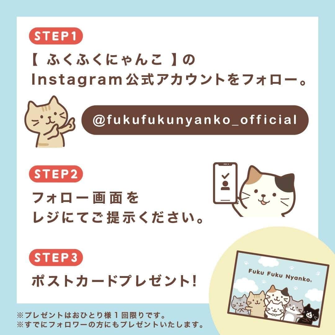 HAPiNSさんのインスタグラム写真 - (HAPiNSInstagram)「🎁プレゼントキャンペーン🎁  Fuku Fuku Nyanko(ふくふくにゃんこ)の インスタアカウントをフォローして、 レジにてご提示いただくと 数量限定ポストカードをプレゼント!  すでにフォロワーの方も対象です✨  詳細はコチラ↓  ■ 参加方法 ■  1. ふくふくにゃんこ公式アカウントをフォロー ⇒( @fukufukunyanko_official )  2. 店舗レジにてフォロー画面をご提示ください。  ■ 期間 ■ 11/20～11/30(無くなりしだい終了)  ■ 「ふくふくにゃんこ」って？ ■ 2015年に登場したハピンズオリジナルの ねこのキャラクター。  ふくふくやわらかボディには 幸せがいっぱいつまっています❤️  店舗でもふくにゃんアイテムは大好評! ぜひ癒されに来てくださいね😆  -------------------------------------------------------  ふくにゃんファンはこちらもチェック!😸  🟨公式HP　 ：https://fukufukunyanko.com/ 🟦公式Twitter：@fukufuku_nyanko  🟩LINEスタンプ https://store.line.me/stickershop/product/1857259/ja https://store.line.me/stickershop/product/10631735/ja?from=sticker  -------------------------------------------------------  #ハピンズ公式 #ハピンズオリジナル #ギフト雑貨のハピンズ #雑貨 #雑貨屋 #プチプラ #ギフト #プチギフト #kawaii #アニマル #animal #おうち時間 #ひとり暮らし #ねこすたぐらむ #にゃんすたぐらむ #fukufukunyanko #ふくふくにゃんこ #ふくふくにゃんこ集会 #ネコ #ねこ #キャンペーン #プレゼント #ポストカード」11月20日 12時00分 - hapins_official