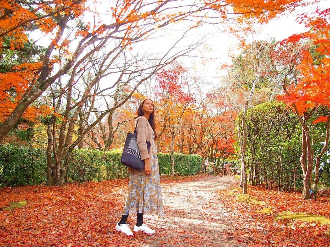 加治まやのインスタグラム：「赤も好き🍁  #由布院 #紅葉 #autumn #国内旅行 #大分 #大分旅行 #秋 #旅行 #旅行好きな人と繋がりたい #japantrip #japan #oita #trip #travel #神社仏閣 #寺」