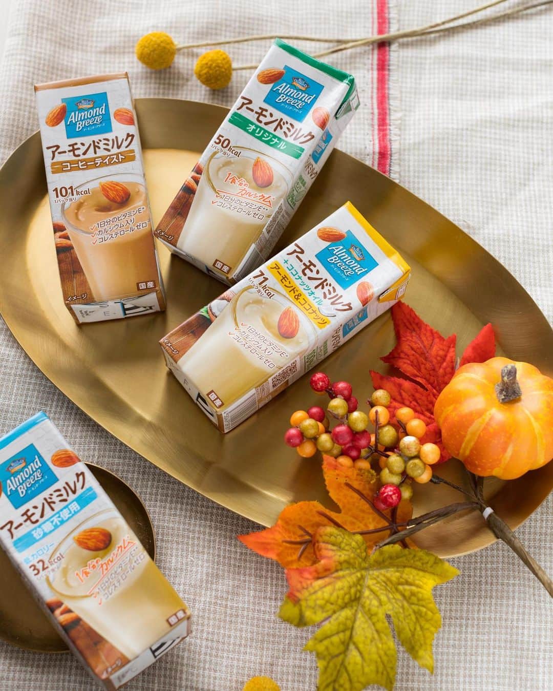 アーモンド・ブリーズのインスタグラム：「紅葉がきれいな季節です🍁﻿ ﻿ 落ち葉の絨毯の上を歩くのも気持ちがいいですね☺️🍂﻿ ﻿ ビタミンEが豊富なアーモンド･ブリーズで、﻿ 体にはうるおいを与えましょう🧖‍♀️🌿✨﻿ ﻿﻿ ﻿ #ブルーダイヤモンドアーモンド #アーモンドブリーズ #アーモンドミルク #productofcalifornia #madewithcaliforniaalmonds #bluediamondgrowers #almondbreeze #bluediamondalmonds #アーモンド #植物性ミルク #紅葉 #秋の景色 #秋の風景 #休み時間 #休みの日の過ごし方 #自分の時間 #自分にご褒美 #自分を大切に」