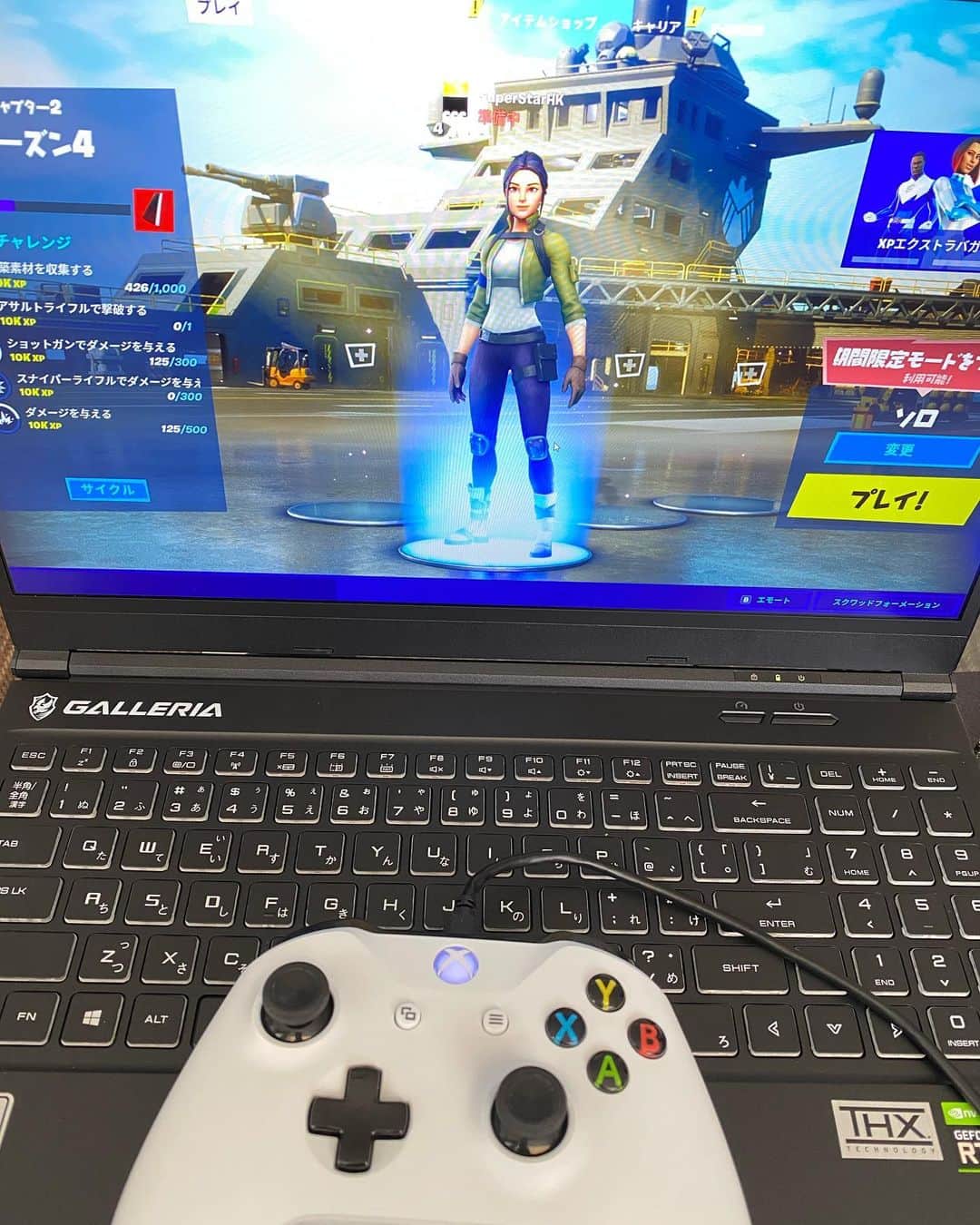 のインスタグラム：「ガレリアのゲーミングPCで フォートナイトの練習をせっせとする。次回のミルダムの素晴らしきゲームの生配信の日にむけて！ 品川軍団の一員として！ とにかく走りまくる！ 生き残るために！」