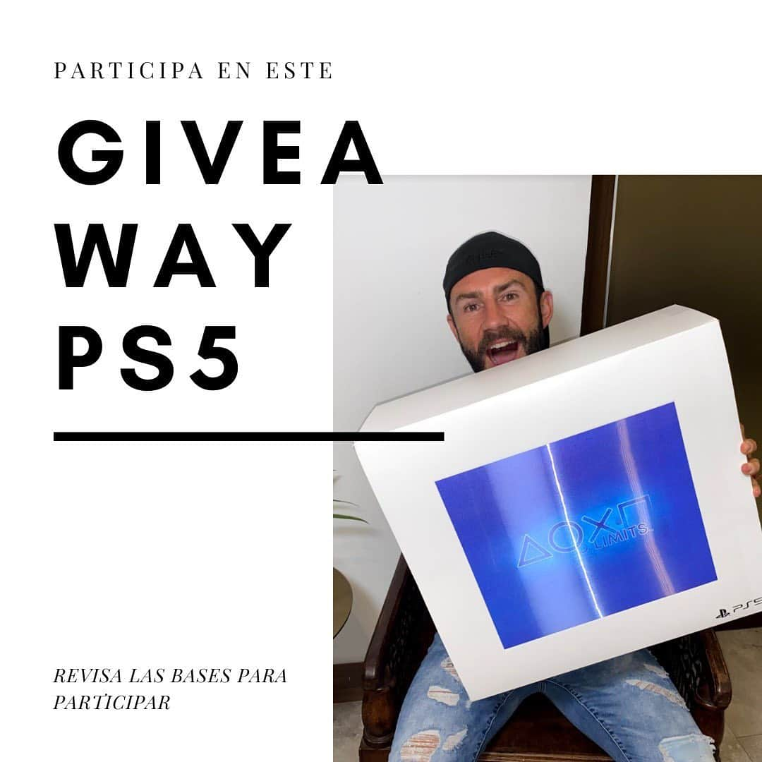 ミゲル・ラジュンのインスタグラム：「Te invito a este GIVEAWAY de una consola PlayStation 5 con valor de $14,000 mx  Para participar lo único que tienes que hacer es darme FOLLOW en mi cuenta, y etiquetar en esta publicación a 3 amigos con los que quieras estrenar este PS5.  #giveaway #playstation #playstation5 #PlayHasNoLimits」