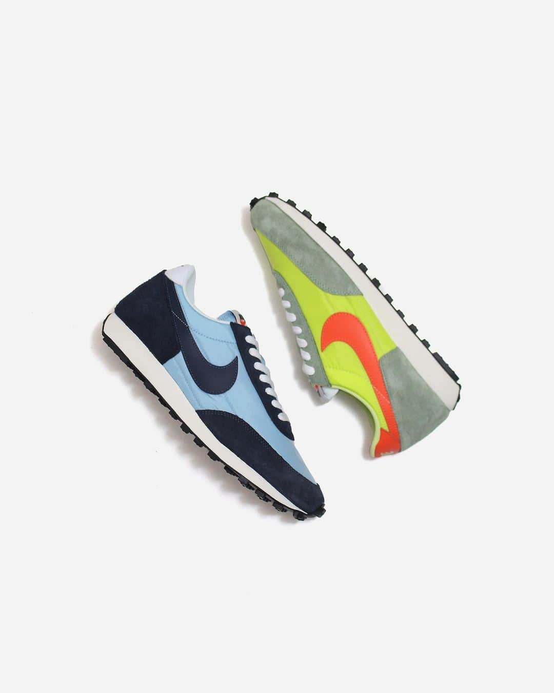 A+Sのインスタグラム：「in stock now  ■NIKE DBREAK COLOR :  LT ARMORY BLUE / OBSIDIAN SIZE : 26.0cm - 29.0cm PRICE : ¥11,000 (+TAX)  ■NIKE DBREAK COLOR :  LIMELIGHT / E.ORANGE SIZE : 23.0cm - 29.0cm PRICE : ¥11,000 (+TAX)  1979年のオリジナルモデルを復活させた一足。アッパーにはスエードとナイロンを使用し、シュータンにはクラシックなグラフィックをあしらって、70年代のランナーをイメージしたスタイルと履き心地を実現。  the Nike Daybreak that revived the original model of 1979. Suede and nylon are used for the upper, and classic graphics are used for the tongue to achieve the style and comfort of a 70's runner.  #a_and_s #NIKE #NIKEDBREAK」