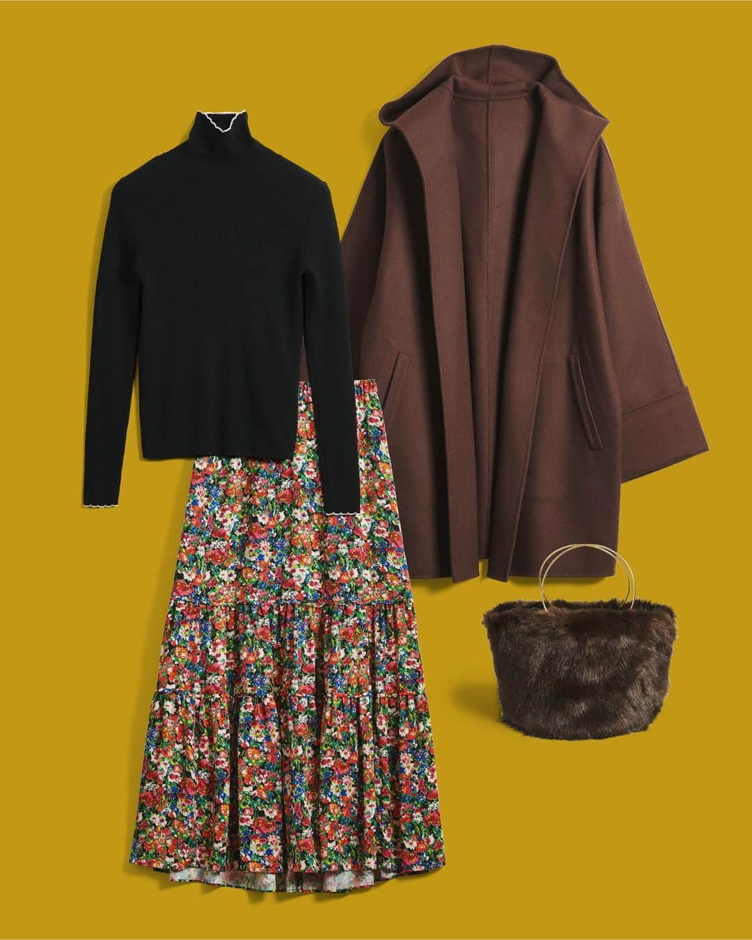 ルミネ北千住さんのインスタグラム写真 - (ルミネ北千住Instagram)「・ #冬気分高まるお洋服 【花柄で軽やかな印象に】 ・ シンプルなニットや緩やかなシルエットのコートには、 花柄プリントが目を引くスカートで軽やかさをプラス。 高級感漂うファーバッグをアクセントに。 ・ #COAT ¥49,000+tax #KNIT ¥9,000+tax #SKIRT ¥23,000+tax 〈HelenMoore〉 #BAG ¥11,800+tax Rouge vif la cle/4F ・ #ルミネ北千住 #北千住 #lumine #コート #ニット #タートルニット #スカート #花柄 #フラワー #フラワープリント #バッグ #ファーバッグ #HelenMoore #冬 #winter #ルージュヴィフラクレ #ファッション #instafashion #コーデ #今日コーデ #トレンド #コーディネイト #fashion #2020winter #instagood」12月19日 20時11分 - lumine_kitasenju