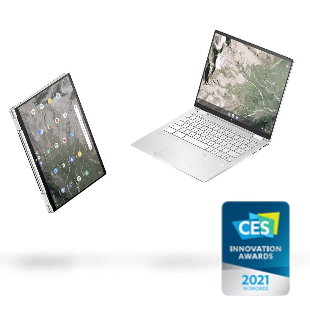 HP（ヒューレット・パッカード）のインスタグラム：「In addition to having the World’s Most Sustainable PC Portfolio, we are proud to welcome the HP Elite c1030 Chromebook Enterprise as a CES 2021 Innovation Award honoree under the Sustainability, Eco-Design & Smart Energy category. It's EPEAT Gold registered and the world's first Chromebook with ocean-bound plastics and features a stunning, infinity-edge 3:2 FHD screen in an ultrathin, all-aluminum design.   #HPPROUD #HPforBUSINESS #KeepReinventing」