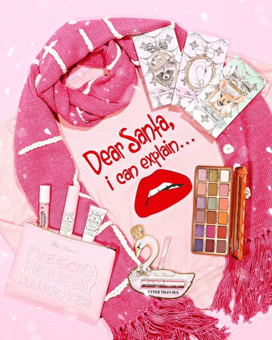 Too Facedのインスタグラム：「❄️ GIVEAWAY! ❄️ (Winners have been contacted via DM) We’re so excited to partner with our fashion babes @wildfoxcouture to give TWO lucky winners the ULTIMATE Holiday Prize Pack! 🎁⁣ ⁣⁣ Prize pack includes: Enchanted Wonderland Makeup Set, Holiday Hangover Set, Better Than Sex Ornament, Pumpkin Spice Eye Shadow Palette, and $250 worth of @wildfoxcouture merchandise!⁣ ⁣ HOW TO ENTER: ⁣⁣ ✨ LIKE & SAVE this post⁣⁣ ✨ FOLLOW @toofaced and @wildfoxcouture⁣ ✨ TAG a BFF (they must be following, too!)⁣⁣ ✨ For additional entries comment with a 🎉 on our most recent posts!⁣⁣ ⁣⁣ (US & INTL) Giveaway ends 12/18 & the winners will be contacted via DM. GOOD LUCK! #giveaway」