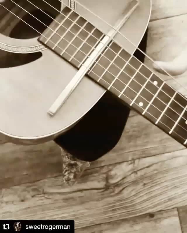 カーキ・キングのインスタグラム：「Find your own micro tone. The passerelle is designed with a groove on the bottom to sit squarely on a fret of your choosing (16th gets you a perfect 5th) but can be moved to wherever you love it most on your guitar. Still time to ship for Santa. Be a little helper and get em at the link in the bio or kaki king dot com click shop.  Repost from @atelier_rosenkrantz • Thanks @sweetrogerman for sharing, glad you're enjoying Passerelle.  #Repost @sweetrogerman (@get_repost) ・・・ First day with this odd yet ingenious contraption. Thanks @kakigram and @atelier_rosenkrantz #acoustic #guitar #folk #passerellebridge #inventive #fauxkoto #guitar #koto #movablebridge #preparedguitar #soundeffect #bronzecasting」