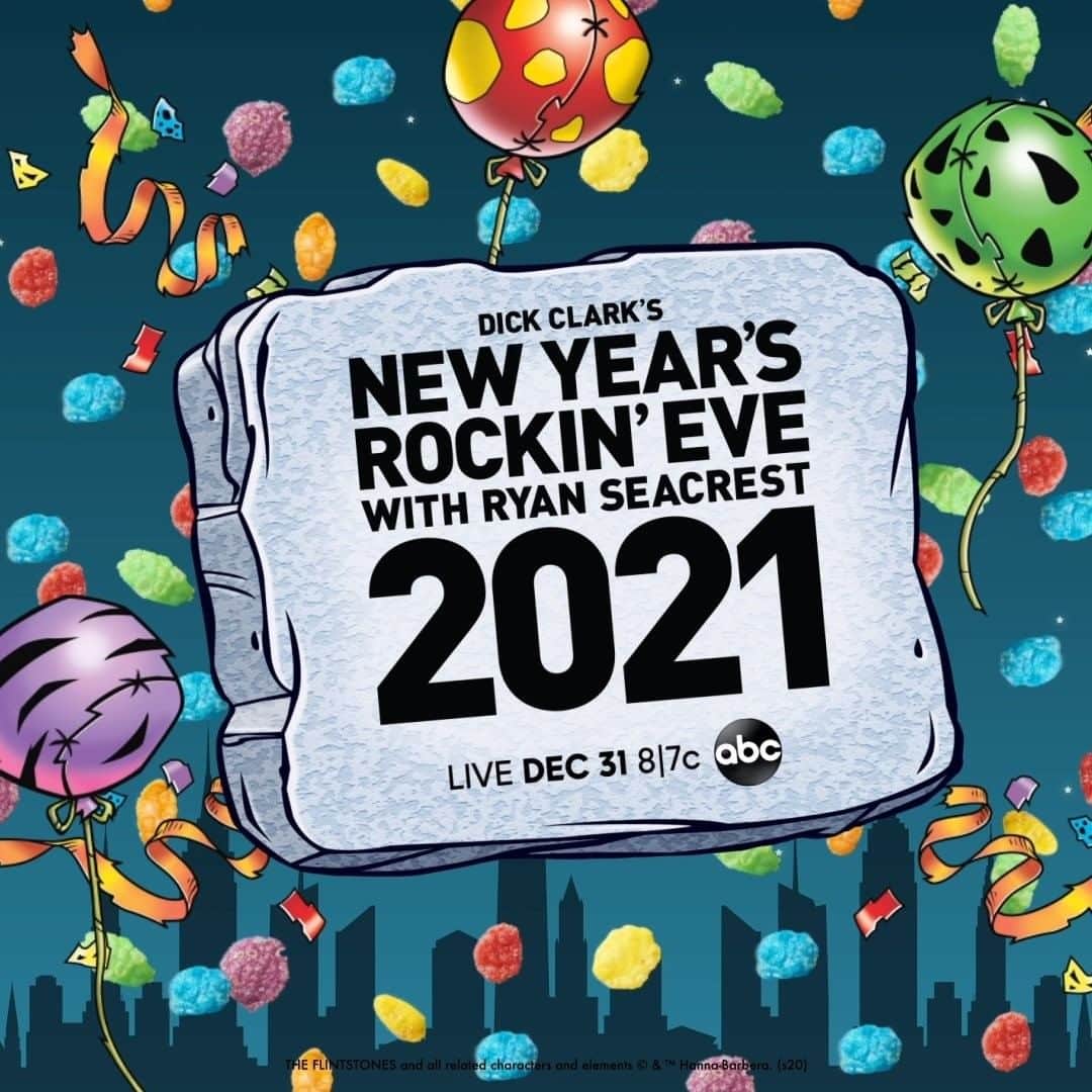 アメリカン・ブロードキャスティング・カンパニーのインスタグラム：「This New Years, we're celebrating @rockineve from Times Square, LA and... Bedrock!  Join us for all the family fun on Dec. 31 at 8|7c on ABC. Sponsored by @pebblescereal」