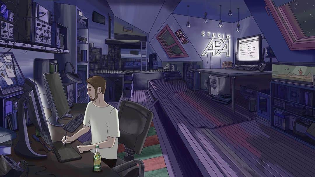 スティーブ・アエンのインスタグラム：「🅰️🅿️🅰️ on @studioapa is LIVE 24/7 🙏 A compilation of my favorite lo-fi artists. Proceeds donated to the livestream will go to @sweetreliefmusiciansfund. Listen at the link in bio.」