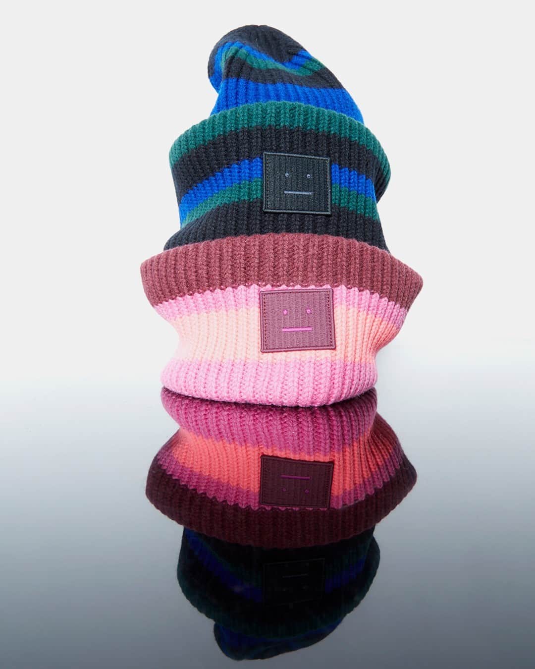 エルエヌシーシーのインスタグラム：「Balancing luxe fabrications with contemporary elements, Acne Studios continues to champion ready-to-wear and accessories. New season additions include the Striped Beanie Hat in two bright colourways. @acnestudios」