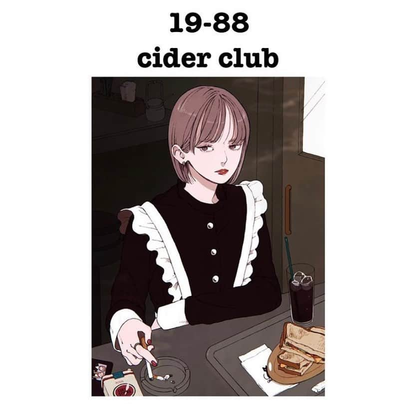 りなのインスタグラム：「. 12/15 20時から4日間限定でCIDER CLUBさんとのコラボ商品販売させて頂いております。 「カフェに着て行きたくなるお洋服屋さん」がコンセプトのブランドの為そのコンセプトに基づいたイラストを描かせて頂きました。」