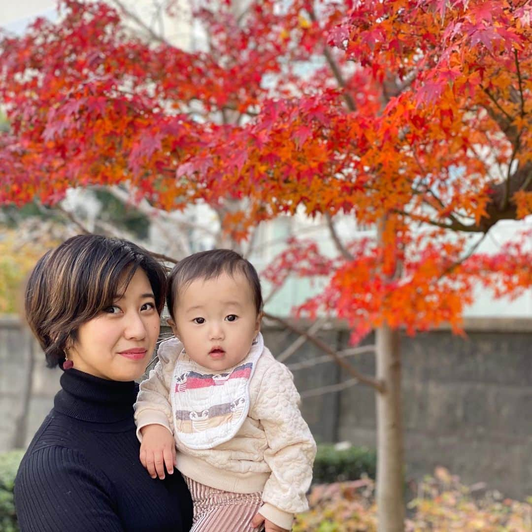 西村まおさんのインスタグラム写真 - (西村まおInstagram)「紅葉🍁  12月も半ばに入って、 まだまだ紅葉が観れる東京  今年は特に暖かいなぁ…  もうすぐ、娘も1歳か。 感慨深いなぁ。  #紅葉#東京#ママ#女の子ママ #女の子#11ヶ月」12月15日 21時32分 - nishimura.mao