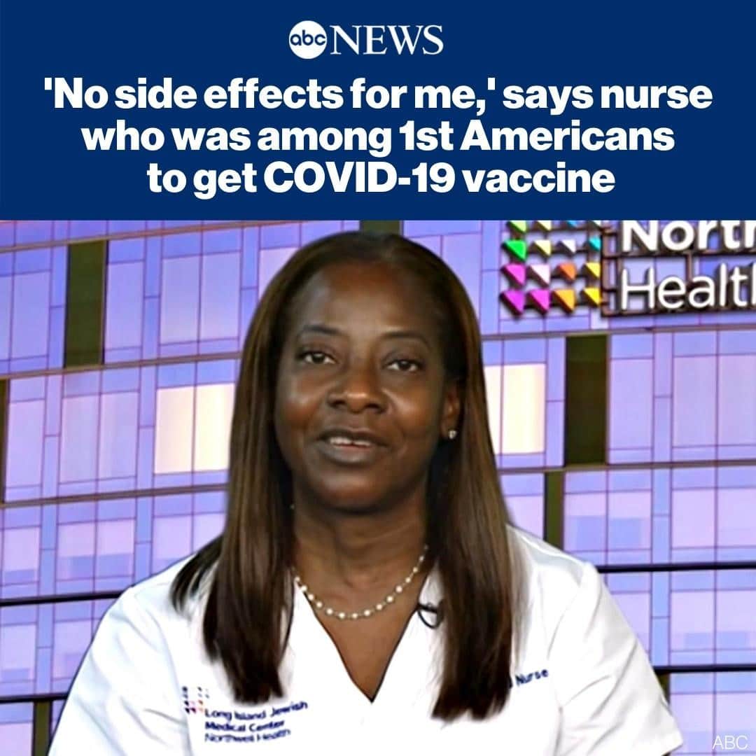 ABC Newsさんのインスタグラム写真 - (ABC NewsInstagram)「The New York nurse who was among the first in the nation to receive a COVID-19 vaccine outside of a clinical trial tells @robinrobertsgma she feels “great” so far and has “no side effects.” MORE AT LINK IN BIO. #coronavirus #covid19 #vaccine」12月15日 22時09分 - abcnews