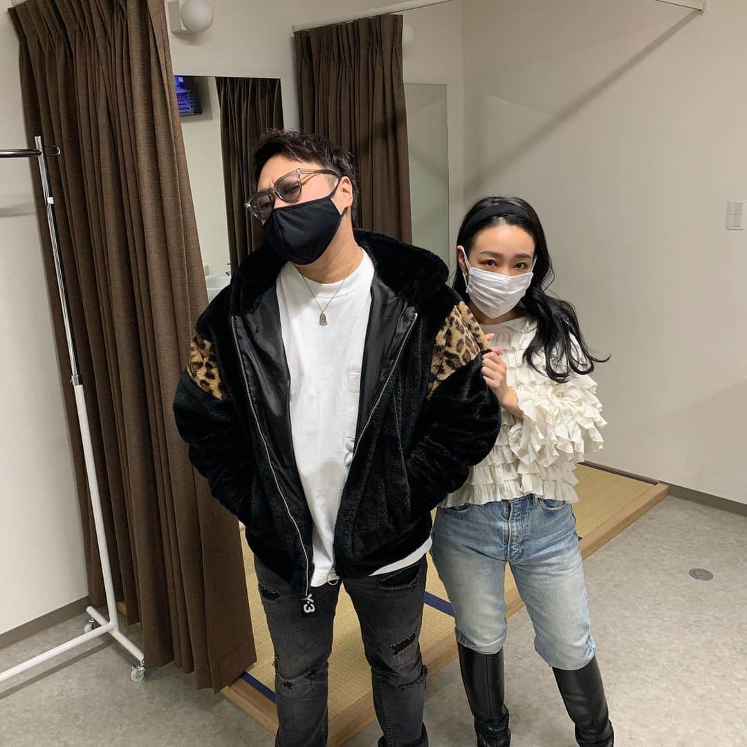 池田真一のインスタグラム：「森ノ宮コレクション2020Winterありがとうございました！  今年のダサいランキングワン・ツーはこの2人だ！！  宮北の背中にはSWAGと書いてます！ 意味はイカシテルとかそんな意味らしいです。えぐい。」