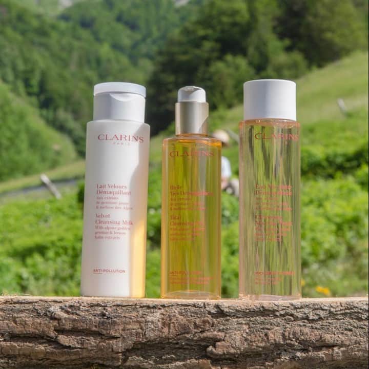 Clarins Canadaのインスタグラム：「Removing make up has never been easier with our 3 new cleanser formulas:⁣ 🥛 A creamy milk formula for little or light makeup.⁣ 💧 A micelle-enriched water formula for everyday use.⁣ 🌻 A sunflower oil formula for heavier or waterproof make-up.⁣ With Alpine herbs, our cleansers provide that fresh-faced feeling we all love!⁣ __________⁣ Se démaquiller n'aura jamais été aussi facile qu'avec nos 3 nouvelles formules démaquillantes :⁣ 🥛 Une lait onctueux et non-gras pour les maquillages léger.⁣ 💧 Une eau enrichie en micelles pour un usage quotidien.⁣ 🌻 Une formule composée d'huile de tournesol pour les maquillages plus intenses ou hydrofuges.⁣ Les herbes des Alpes que contiennent nos démaquillants apportent un sentiment de fraîcheur et de propreté à la peau !⁣ .⁣ .⁣ .⁣ #Clarins #VelvetCleansingMilk #CleansingMicellarWater #TotalCleansingOil」