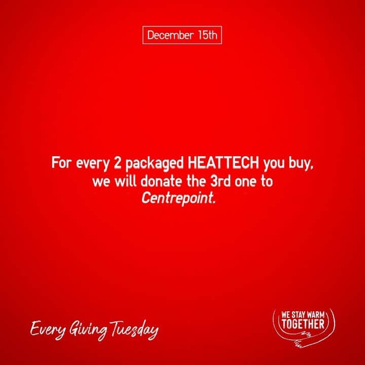 UNIQLO UKのインスタグラム：「Today for every 2 items of HEATTECH Extra Warm you buy, 1 item of HEATTECH will be donated to @centrepoint_uk.   Join #UNIQLOEveryGivingTuesday so that this Christmas your purchases can mean much more than just a great outfit.    This is Cassie’s story: Cassie found Centrepoint at age 17 following a family breakdown and a period of sofa surfing which she describes as one of the darkest periods of her life so far.   Centrepoint have supported Cassie in improving her mental health by providing her with a psychotherapist. They have also helped Cassie move on with her studies and find secure housing. Cassie is now in her own flat and has started university.   “I’ve had support I didn’t even know that I needed,” Cassie says. “To know that there are actually people that see a future in me has made a huge difference to me. I’ve got my own flat and I’m at uni and I’ve got a job. It’s not been easy and I can’t say that I haven’t struggled, but I feel like I’ve achieved and pushed myself more than I ever thought I could.”」