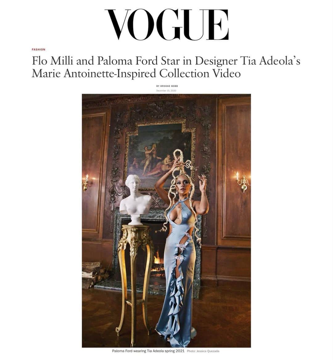パロマ・フォードのインスタグラム：「my heart is filled getting the chance to speak  with @voguemagazine about the visionary @tiaraina !!! A true honor to be apart of this beautiful piece ! Le Noir Est Beau 🖤👑✨」