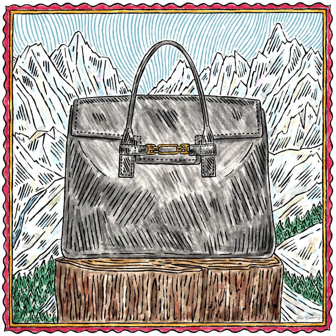 バリーさんのインスタグラム写真 - (バリーInstagram)「Artist @feegreening portrays our must-have Vesper bag in a festive close-up, amidst a dreamy, alpine scene. #HomeForTheHolidays #BallyCreators」12月16日 6時00分 - bally