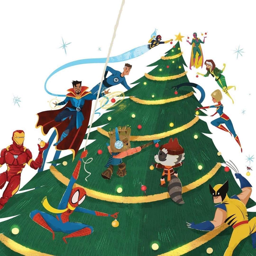 Marvel Entertainmentさんのインスタグラム写真 - (Marvel EntertainmentInstagram)「A little holiday decorating help goes a long way. (🎨: Cale Atkinson, “Snow Day for Groot!” from @DisneyBooks)」12月16日 7時07分 - marvel